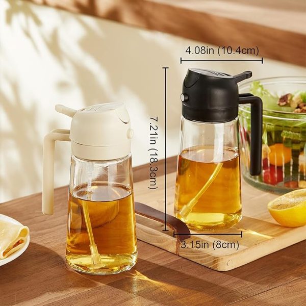 TrendPlain 16oz Olive Oil Dispenser Bottle for Kitchen - 2 in 1 Oil Dispenser and Oil Sprayer for Cooking, Air Fryer, Salad, BPA-Free 470ml Olive Oil Sprayer Black - Image 5