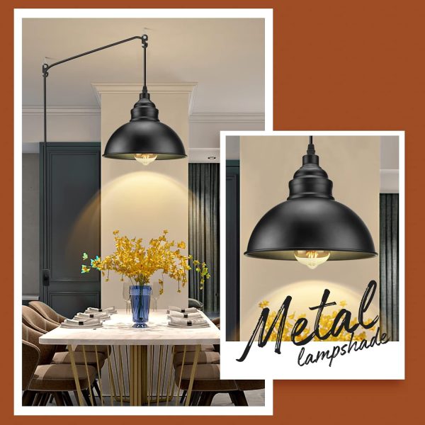 Plug in Pendant Light, 15FT Hanging Lights with Plug in Cord, On/Off Switch, Industrial Pendant Light with Plug in Cord, Metal Hanging Lamps for Living Room, Kitchen, Dining Room, Bedroom - Image 2