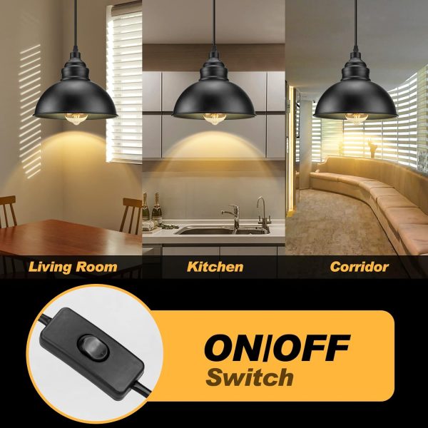 Plug in Pendant Light, 15FT Hanging Lights with Plug in Cord, On/Off Switch, Industrial Pendant Light with Plug in Cord, Metal Hanging Lamps for Living Room, Kitchen, Dining Room, Bedroom - Image 3